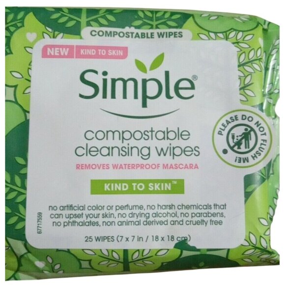 Simple Kind To Skin Compostable Cleansing Wipes 25 Ct - Picture 3 of 5